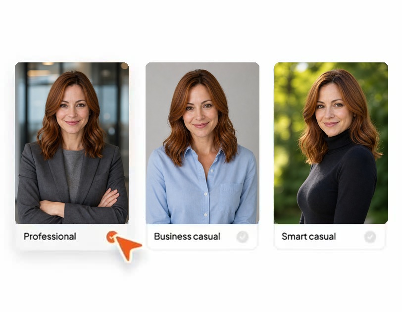 Select your attire and backgrounds