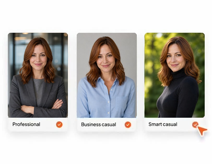 Select your attire and backgrounds
